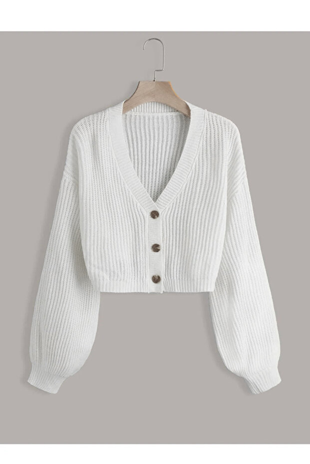 Kadın Triko Düğmeli Hırka - 1