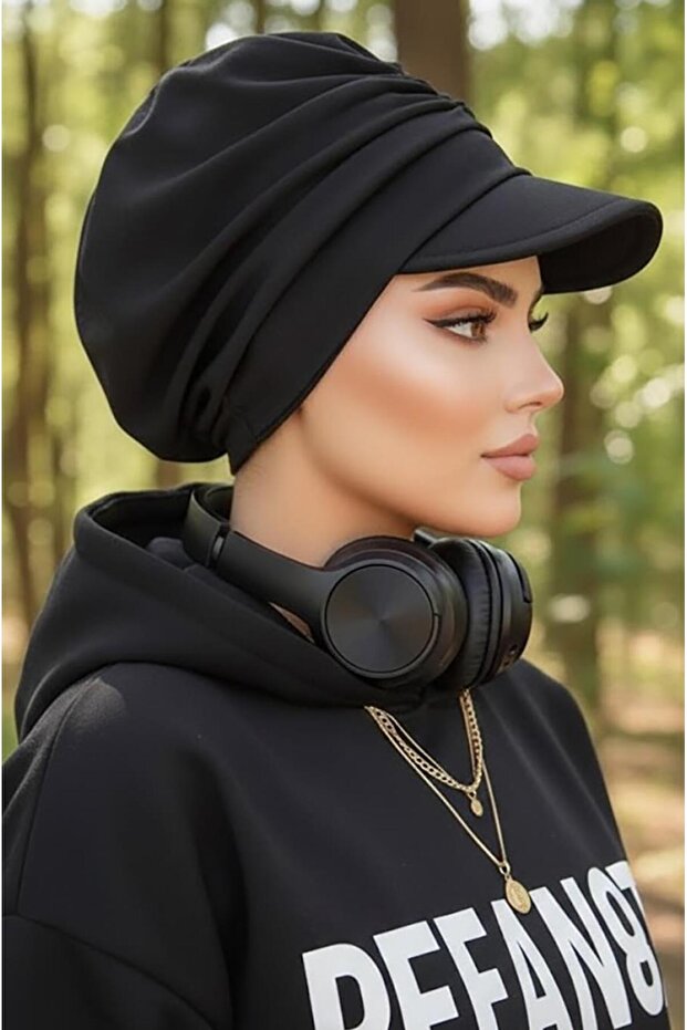 Siyah Kepli Şapka Bone - 2