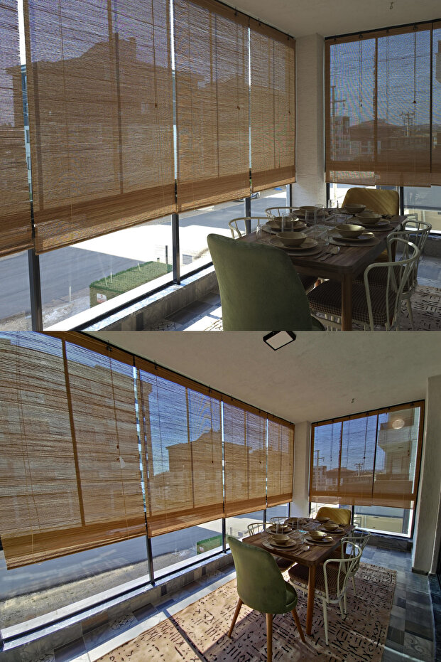 Ahşap Bambu Stor Perde Kiremit Rengi - 5