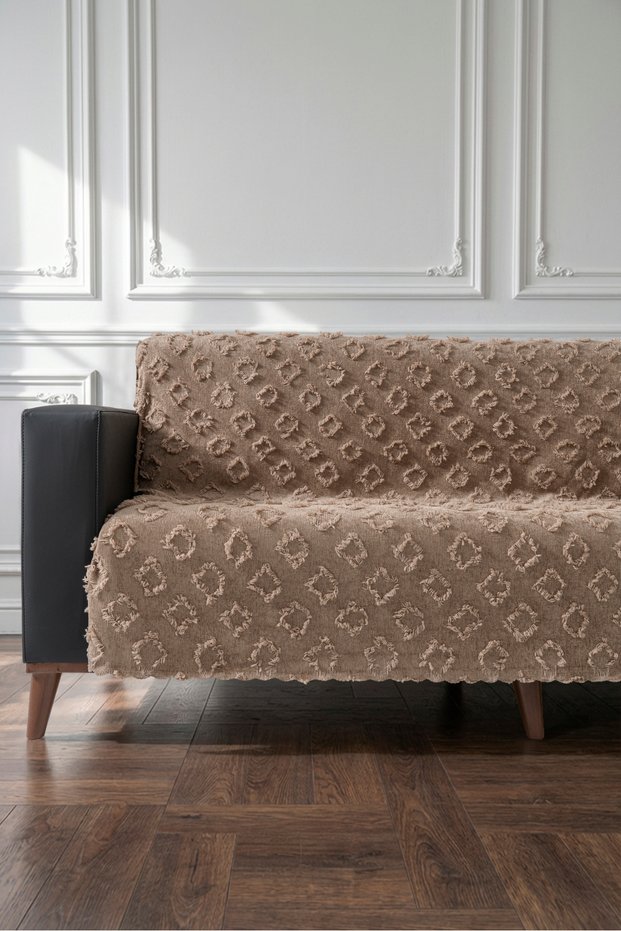 Brown Sofa Cover 175X215 cm Sofa Bed Cover Premium Chenille Jacquard Fabric Non-Slip, Washable**