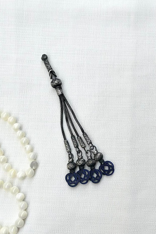 Collectible Value Oxidized Silver Handmade Trabzon Kazaziyesi Shams Knot Quadruple Prayer Beads Tassel
