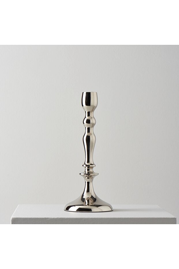 Shea Paslanmaz Çelik 28 cm Şamdan Gümüş - 1