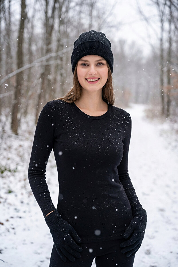 Winter Thermal Hooded Long Sleeve Women's Underwear Single Top 2080