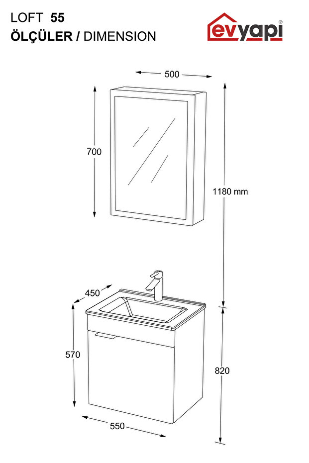 Fix Loft 55 Cm Banyo Dolabı Renk Aybe Bej - 8
