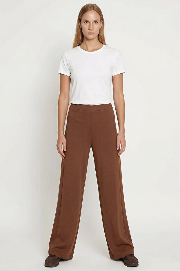 Beli Bağcıklı Regular Örme Pantolon - 3