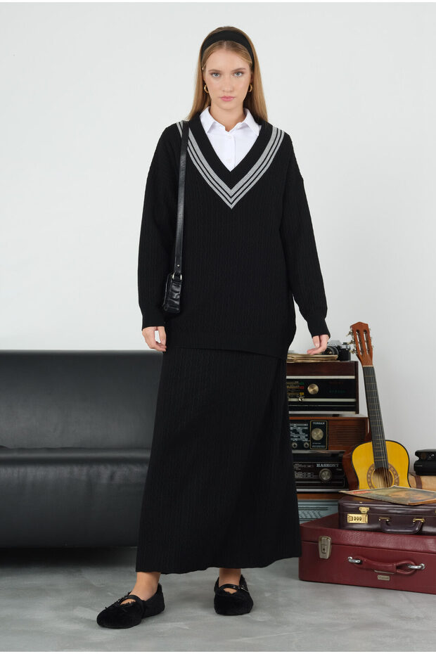 Dokulu Triko Etek Siyah - 7