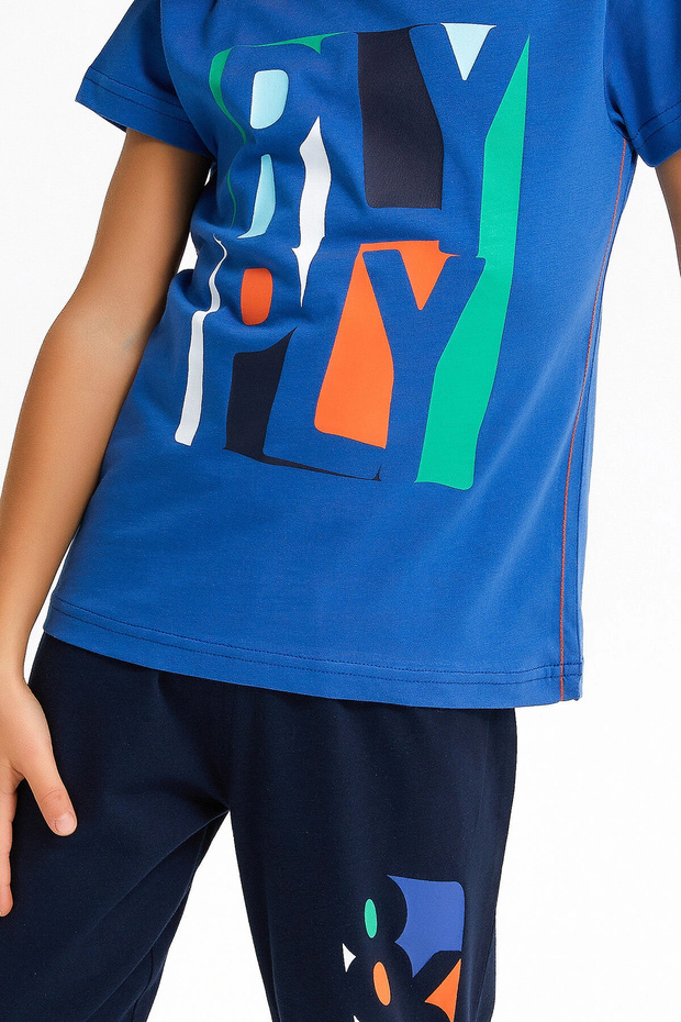 طقم بيجامة للأولاد باللون الأزرق الكوبالت من روليبولي - 4