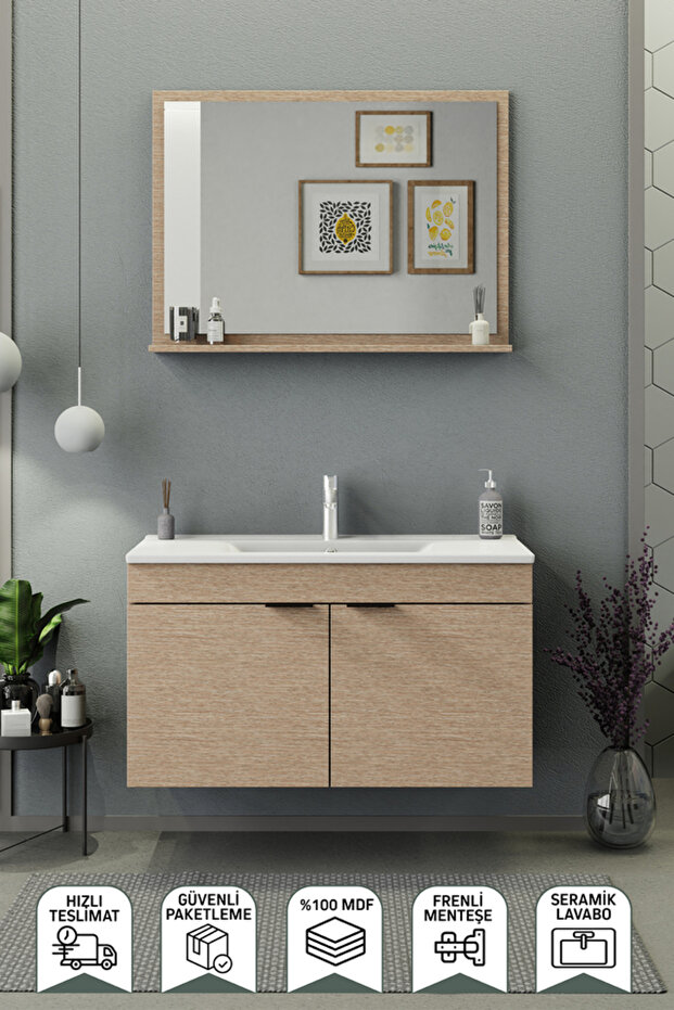 Fix Arya 100 cm Banyo Dolabı Renk Aybe Bej - 1