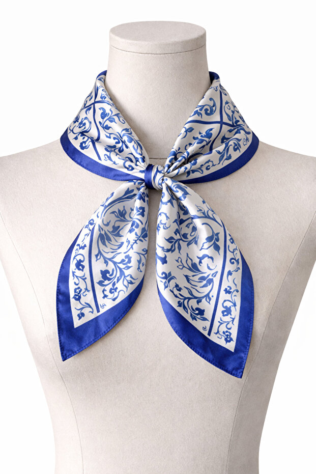 Satin bandana, satin scarf, satin bag accessory, patterned bandana 45x50 cm