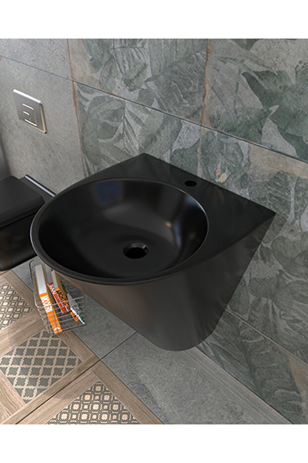 Garcia 48 Cm Monoblok Lavabo Siyah - 1