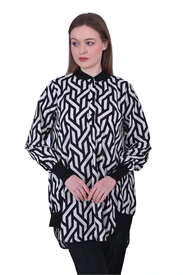 بلوزة بطبعة سوداء - 1