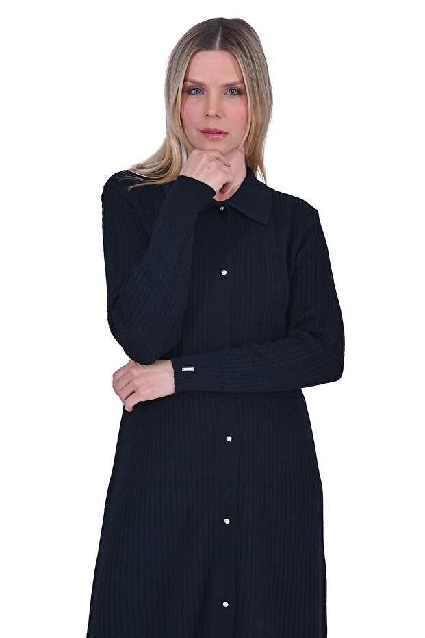 Hair Braided Knitwear Cardigan Black