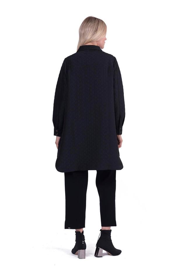 Kapitone Gömlek Kap SİYAH - 3