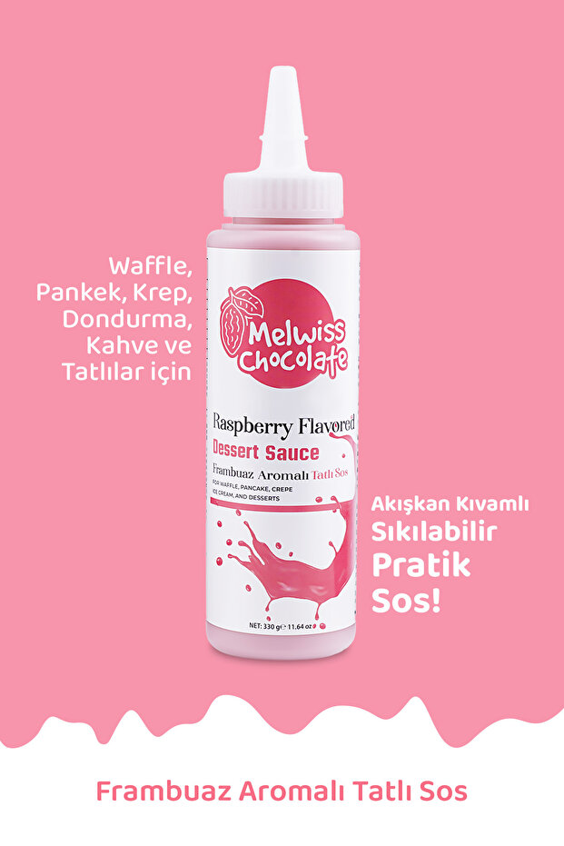 Melwiss Chocolate Frambuaz Aromalı Tatlı Sos 330 G - Waffle & Krep & Pankek Sosu