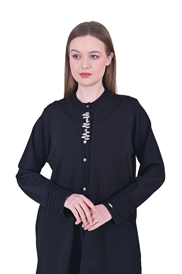 Merdiven Knitwear Stone Cardigan Black