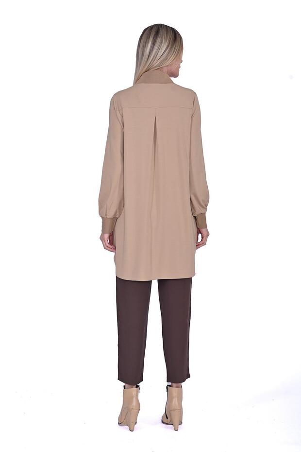 Modal Penye Gömlek CAMEL - 3