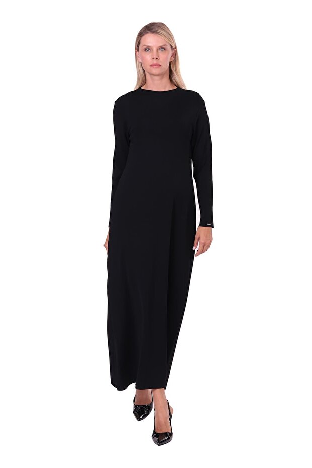 Dolu Triko Elbise SİYAH - 1