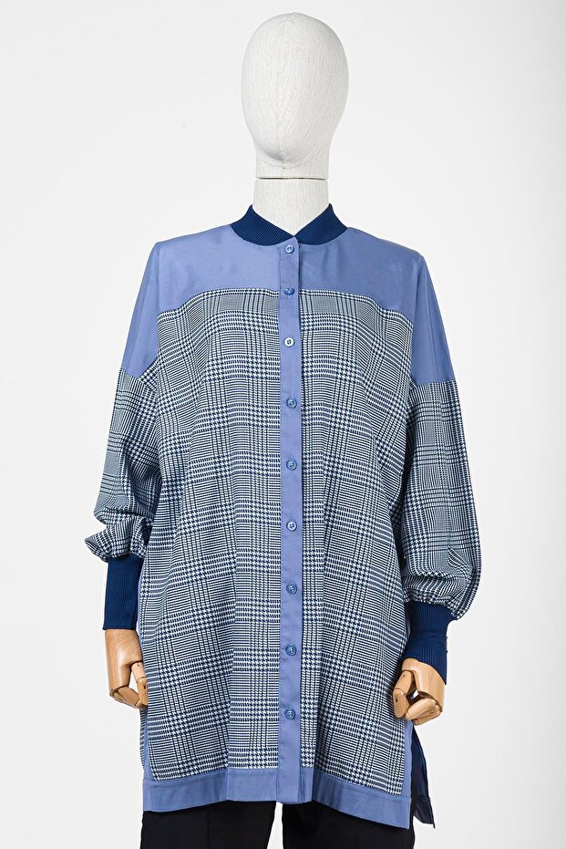 Kareli Gömlek İNDİGO - 1