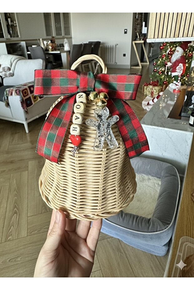 Rattan Bambu Çan Kapı Süsü Yılbaşı - 6