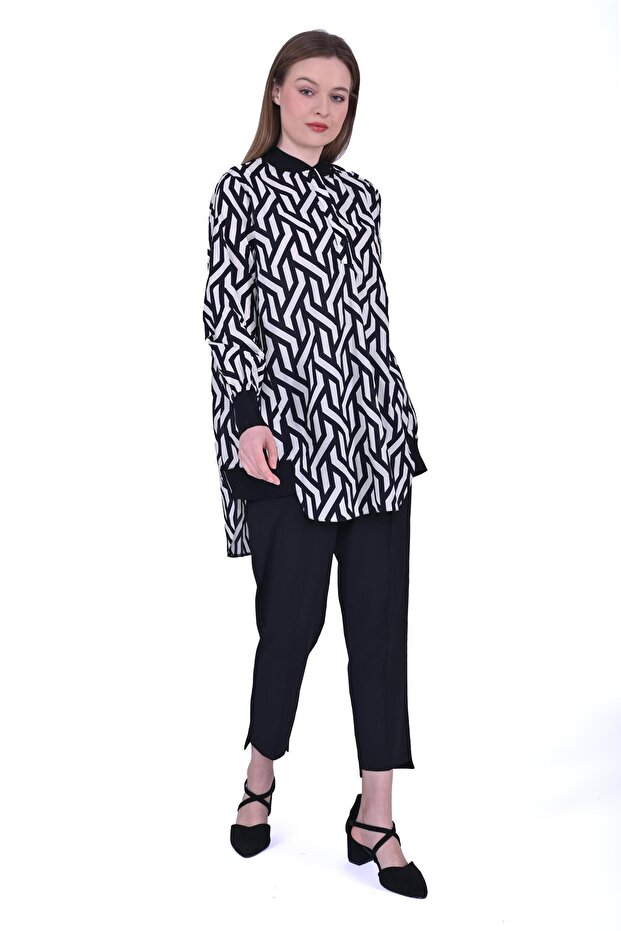 بلوزة بطبعة سوداء - 2
