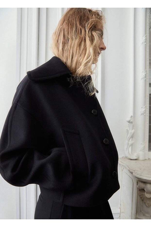 Gömlek yakalı yün ceket - 1