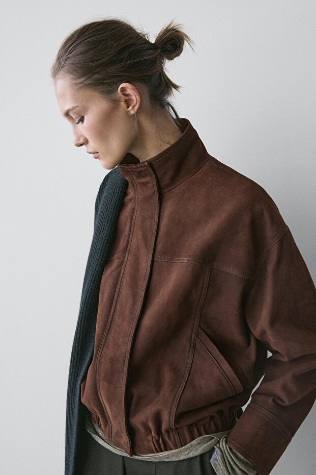 Süet deri bomber ceket - 5