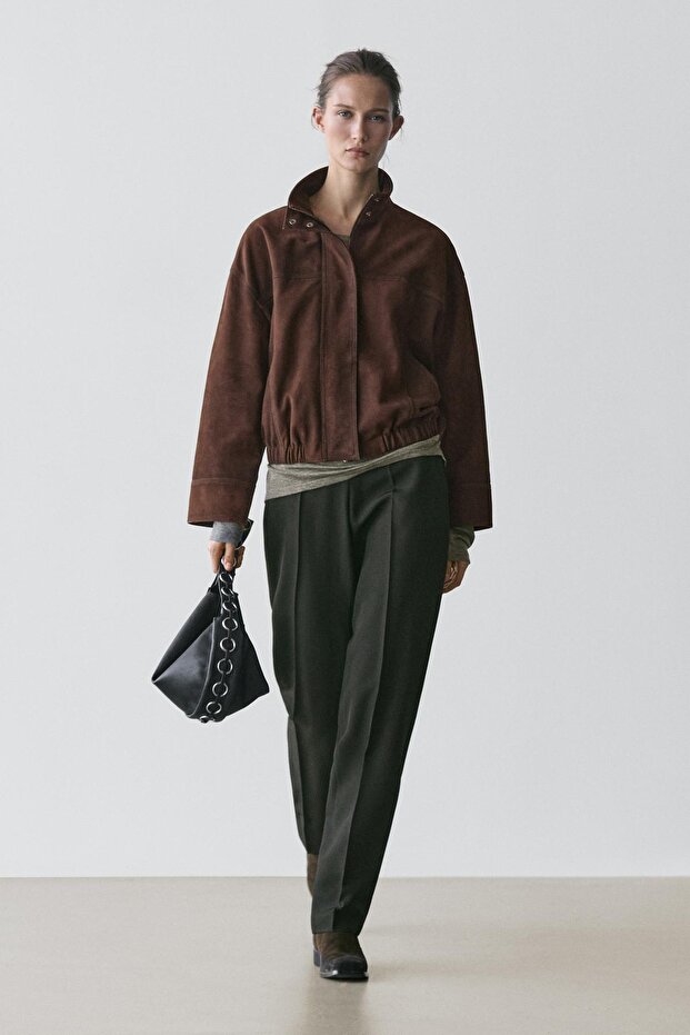 Süet deri bomber ceket - 1