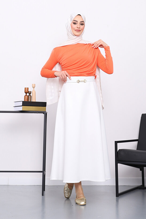 بلوزة رملية برتقالية متدلية من الأمام - 2