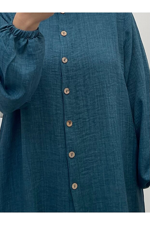 بدلة كتان بمظهر نصف زر - 5