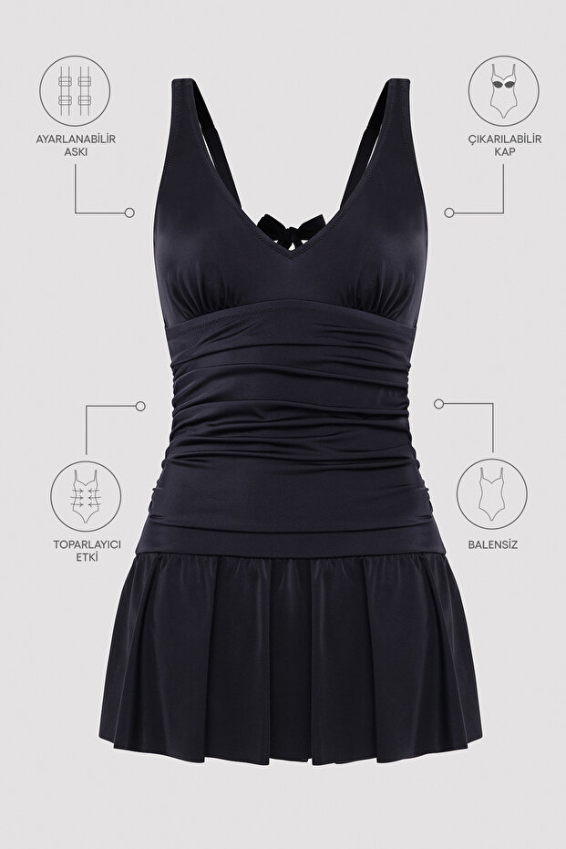Basic Etekli Korseli Siyah Mayo - 6