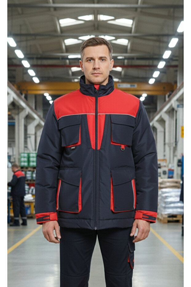 معطف عمل عاكس مقاوم للماء - مصنوع من قماش مقاوم للتمزق، متعدد الجيوب، مقاوم للبرد - 7