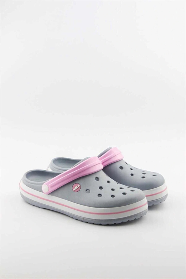 Akınal Bella Unisex Sabo Slippers Hospital Slippers Ice Grey-Pink
