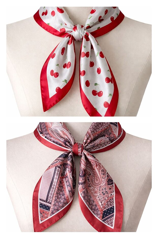 2-piece satin bandana set - satin scarf & satin bag accessory - custom pattern bandana 45x50 cm