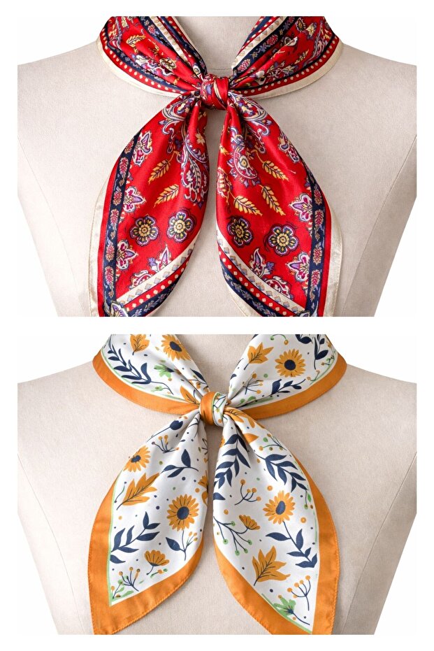 2 Piece 100% Cotton Bandana Set Custom Pattern Bandana Scarf Bag Accessory Bandana 45X50 cm