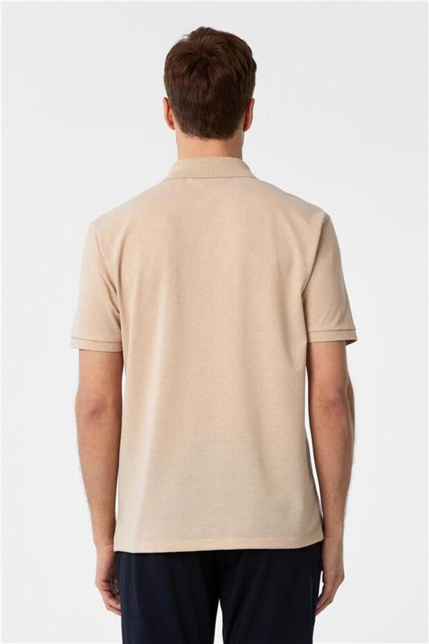 Bej Regular Armürlü Polo Yaka Tişört - 5