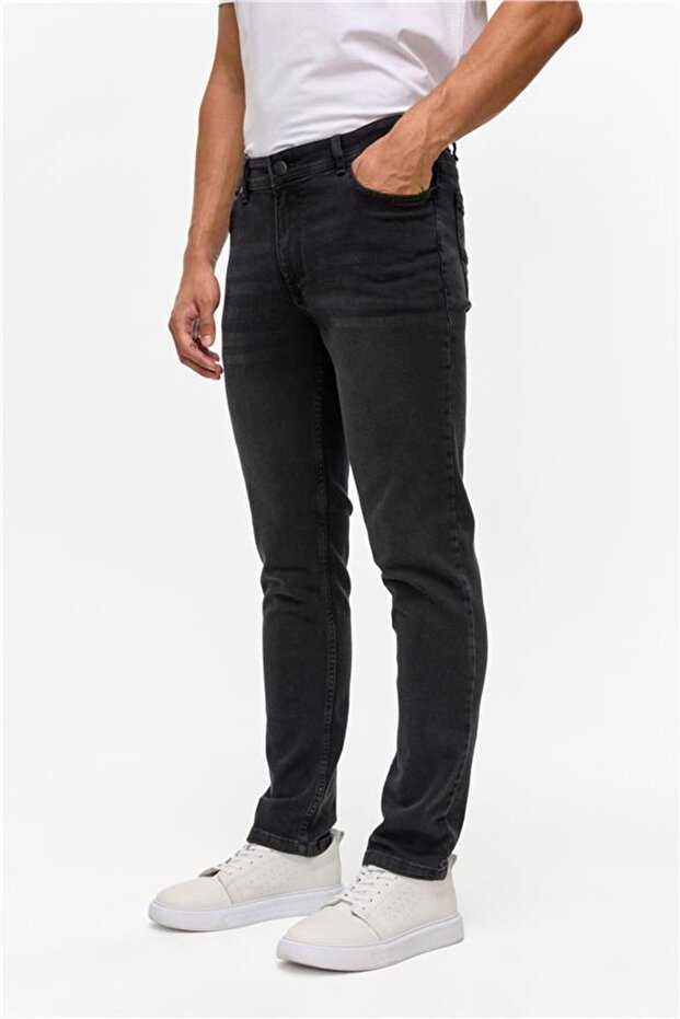 Gri Slim Denim Pantolon - 3