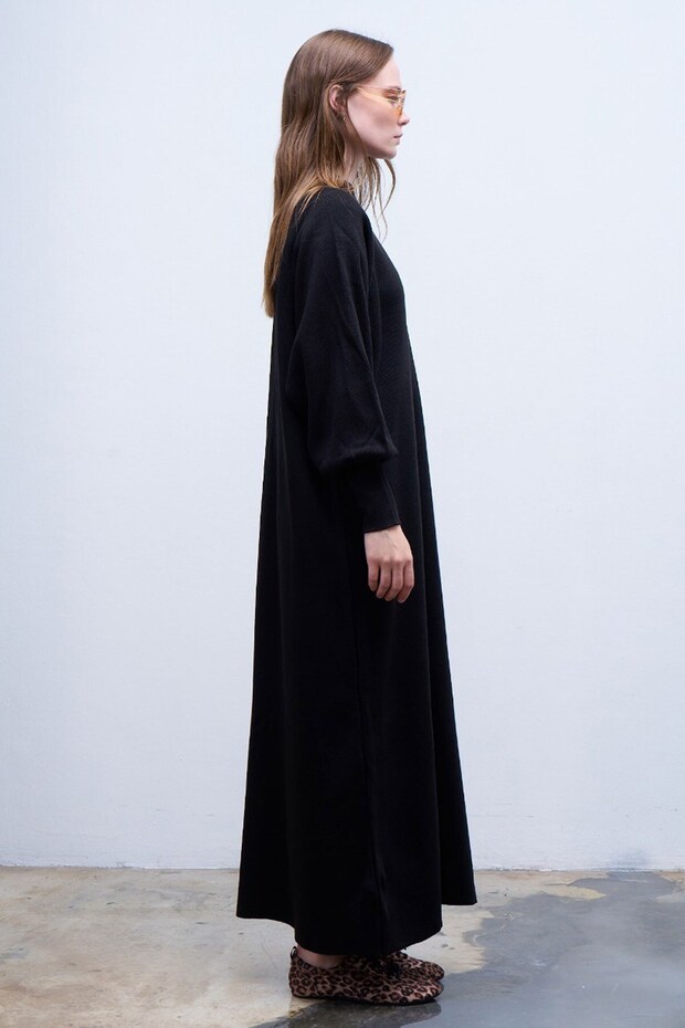 Lamia Triko Elbise Siyah - 4