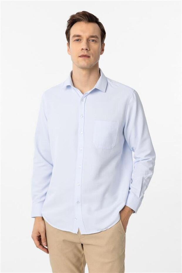 Köşeli Manşet Regular Armürlü Gömlek - 2