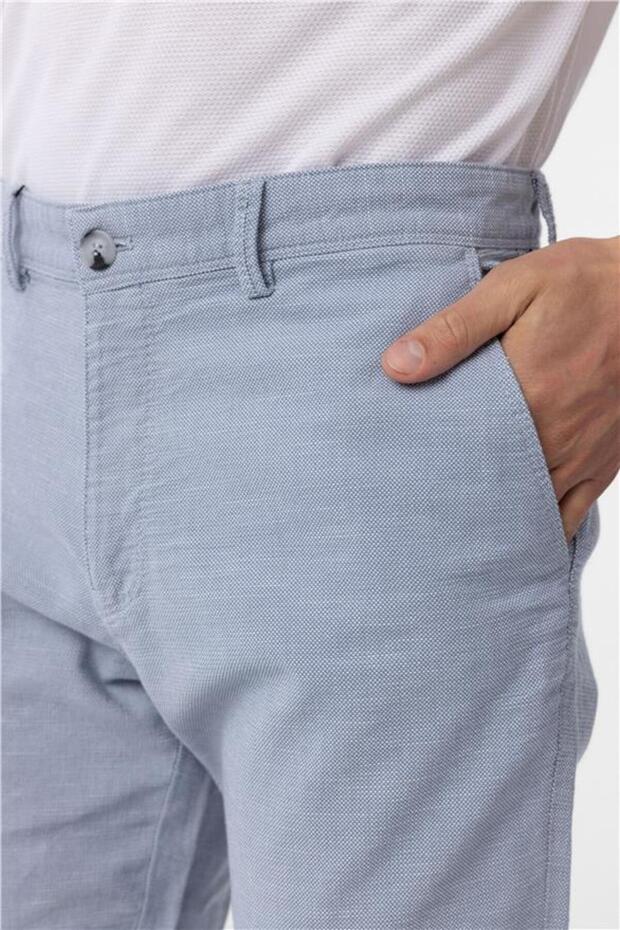 Mavi Slim Armürlü Pantolon - 4