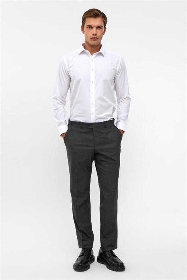 Antrasit Regular Düz Pantolon - 1