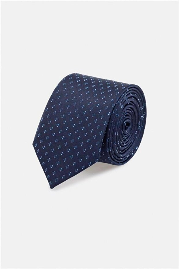 Lacivert Baskılı Kravat - 1