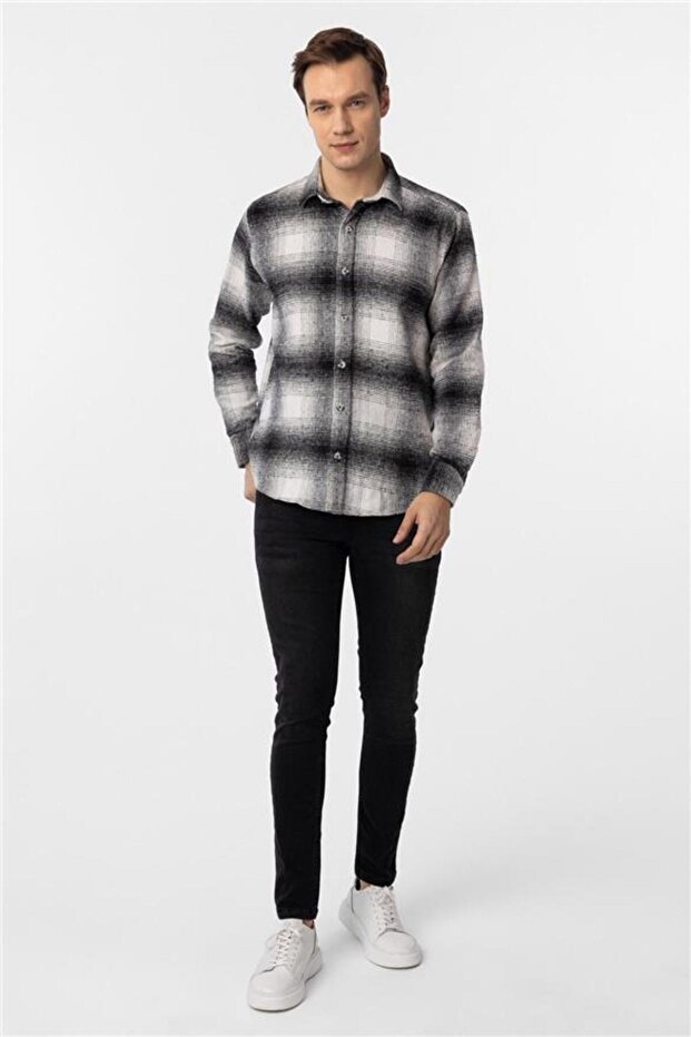 Köşeli Manşet Regular Kareli Gömlek - 5