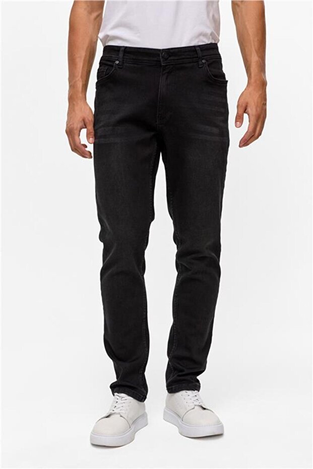 Siyah Slim Denim Pantolon - 2