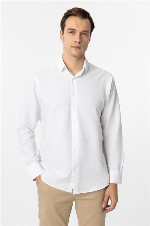 Köşeli Manşet Regular Desenli Gömlek - 2