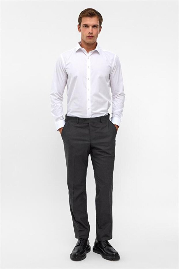 Antrasit Regular Düz Pantolon - 1