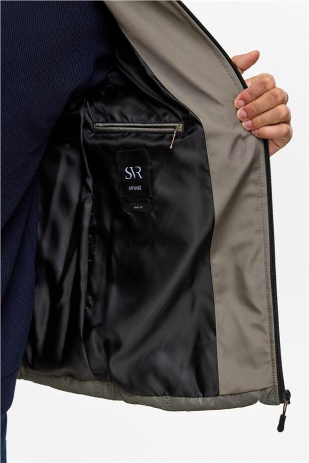 Gri Slim Kapitone Mont - 8