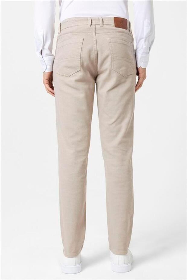 Bej Slim Armürlü Pantolon - 6