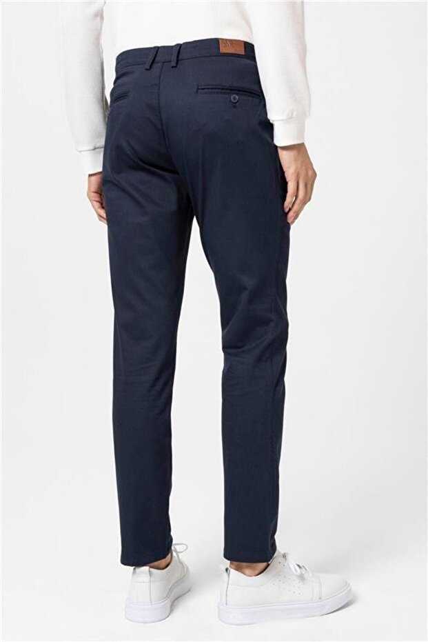 Lacivert Regular Armürlü Pantolon - 7