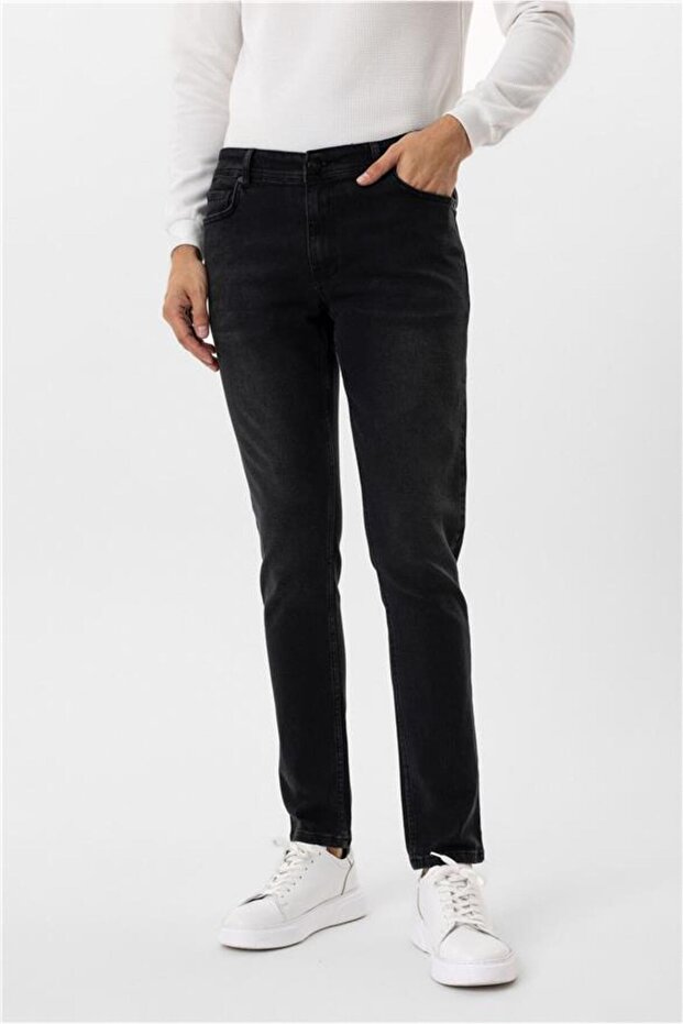 Siyah Slim Denim Pantolon - 3