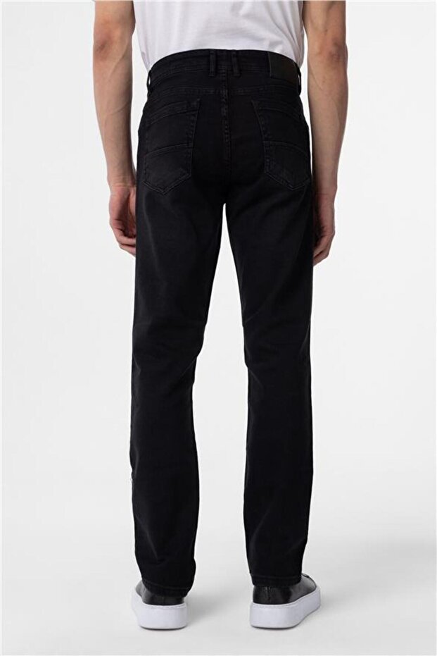 Siyah Regular Denim Pantolon - 6